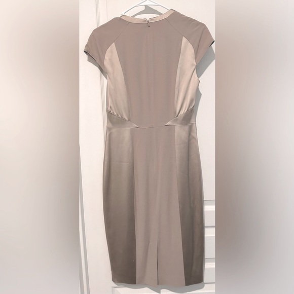 NWOT Phase Eight Two-Tone Satin/Crepe Taupe Structured/Pieced Sheath Dress - Picture 7 of 7